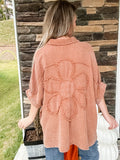Dolman Flower Button Down - Mocha