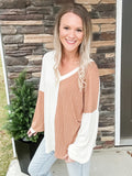 Ivory/ Mocha Ribbed Top