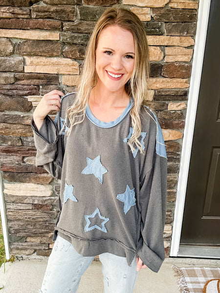 POL Charcoal Star Top