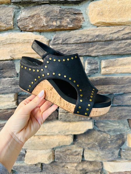CORKYS Black Studded Wedge