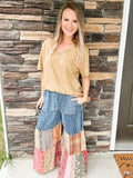 Denim Patchwork Flowy Pants