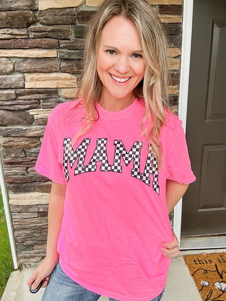 Neon Pink MAMA Comfort Colors Tee
