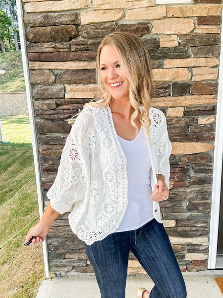 POL Crochet Button Down Top