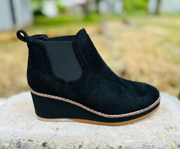 Corkys Black Suede Booties