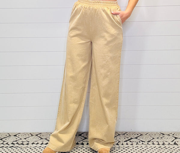 Wide Leg Pants -Taupe