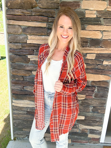 Rust Double Plaid Shacket