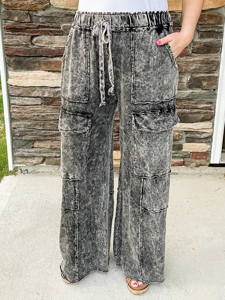 Ash Black Mineral Wash Pants