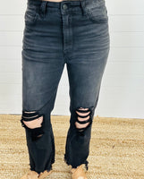 Black cropped Distressed Jeans