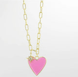 Pink Heart Chain Necklace