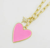 Pink Heart Chain Necklace