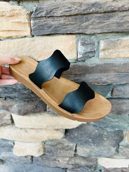Corkys Wavey Black Sandal