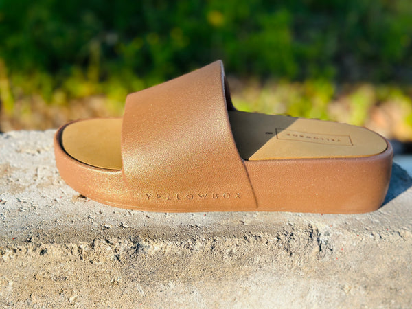 Bronze Yellow Box Platform Sandal- size 10