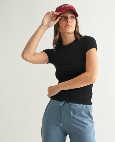 Mono B - Ribbed Black Tee