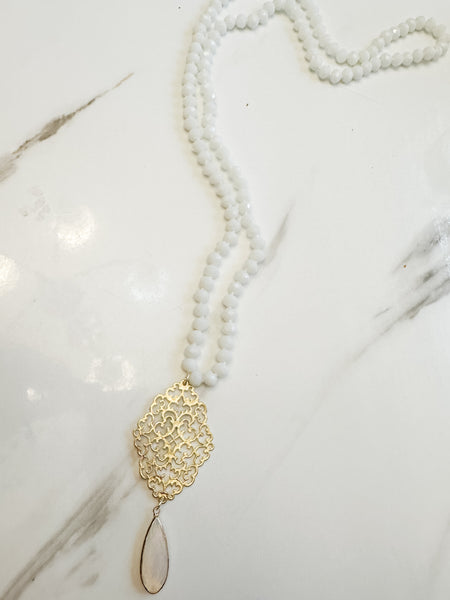 White Beaded Necklace