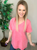 Fuchsia V Neck Tee